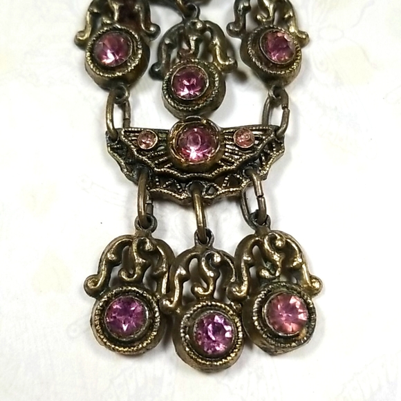 Vintage Art Deco 1930s Amethyst Rhinestone Crystal Brooch - Picture 5 of 9